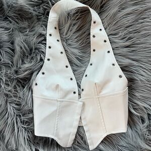 White Halter Top with Silver Studs